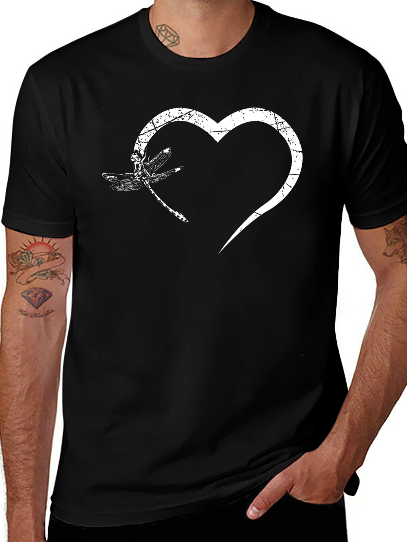 Variant 14 of Dragonfly Heart Graphic Tee - Unisex Black T-Shirt