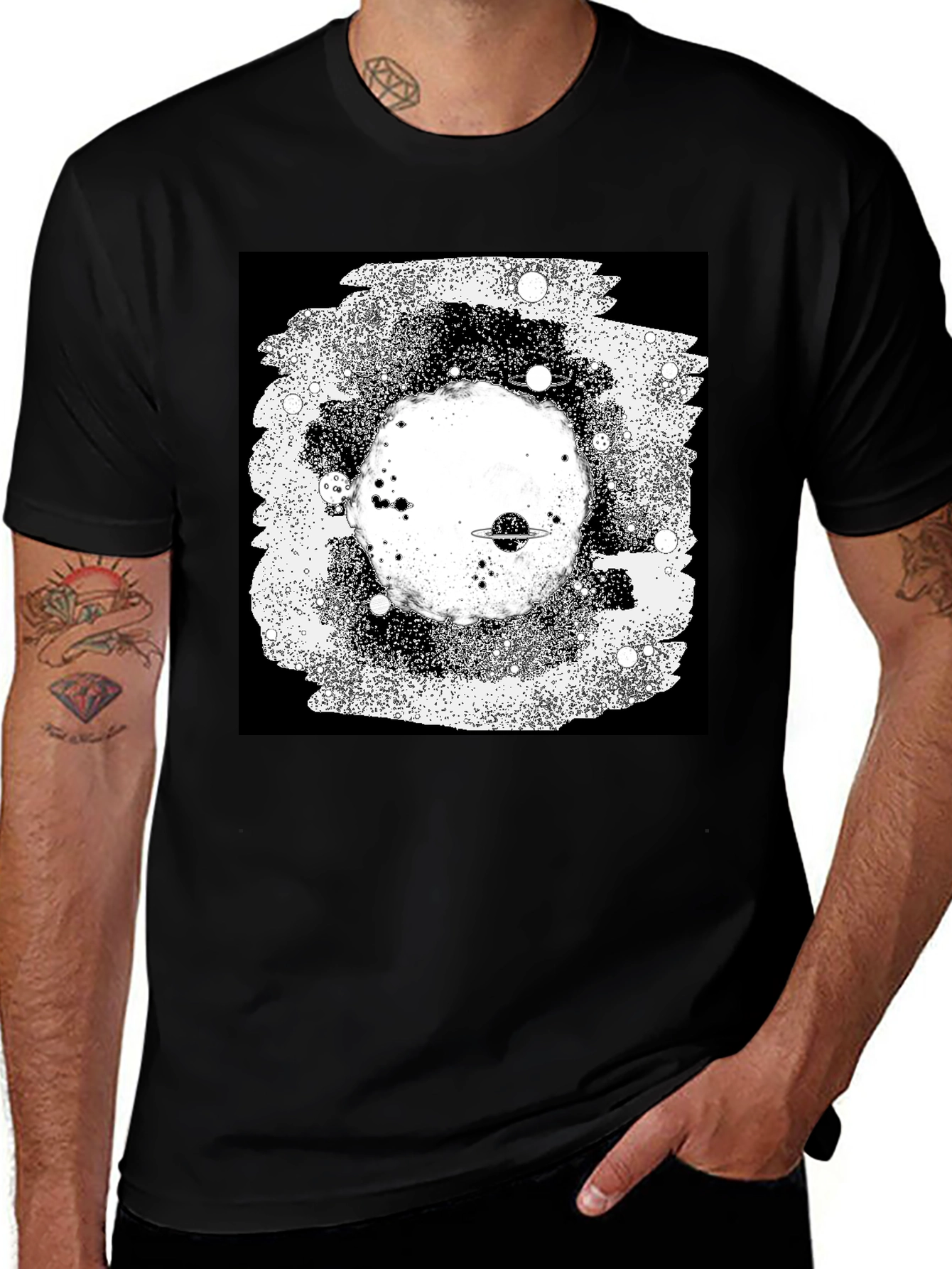 Black Cosmic Black T-Shirt - Galaxy Design main image
