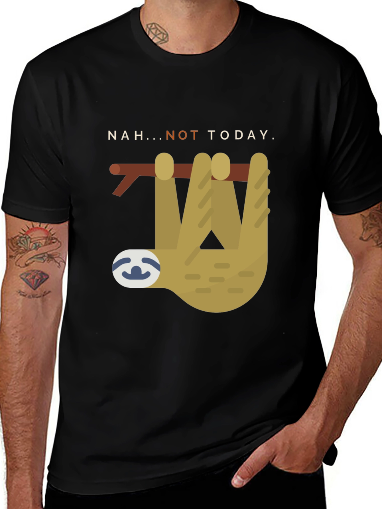 Variant 19 of Nah... Not Today Sloth Graphic Tee - Black