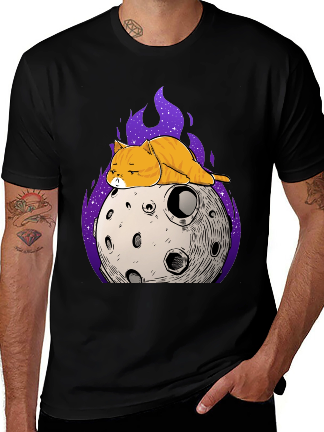 Variant 4 of Cat on the Moon T-Shirt
