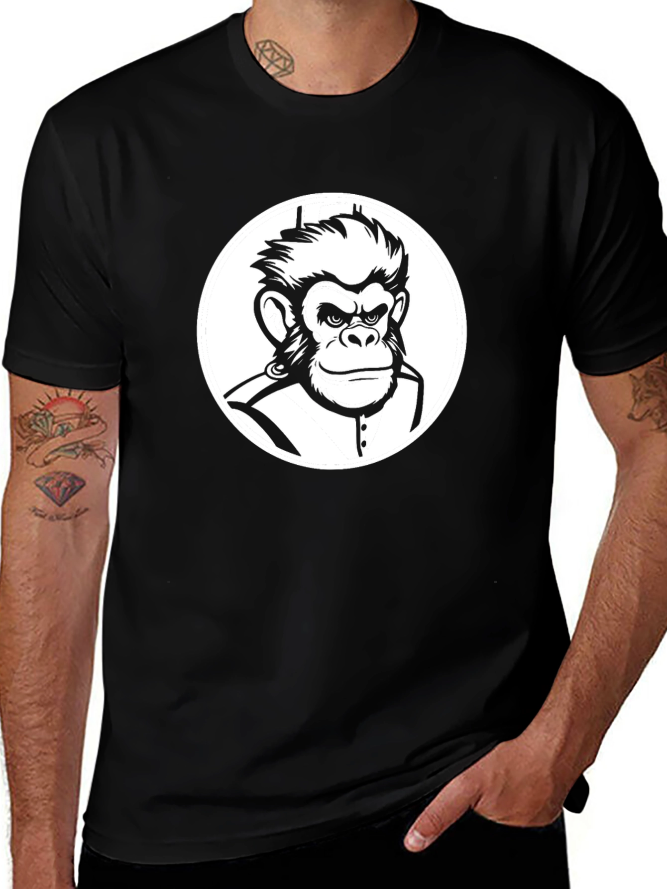 Black Cool Monkey Graphic Tee - Black T-Shirt main image