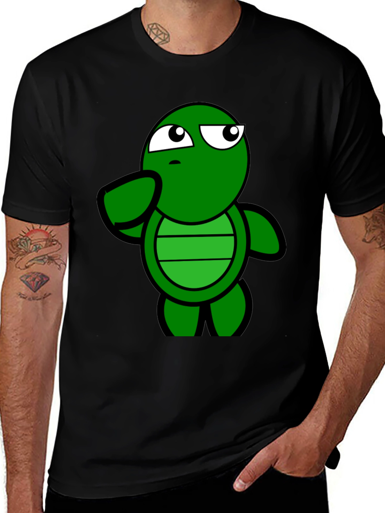 Variant 29 of Funny Turtle Graphic Tee - Casual Black T-Shirt