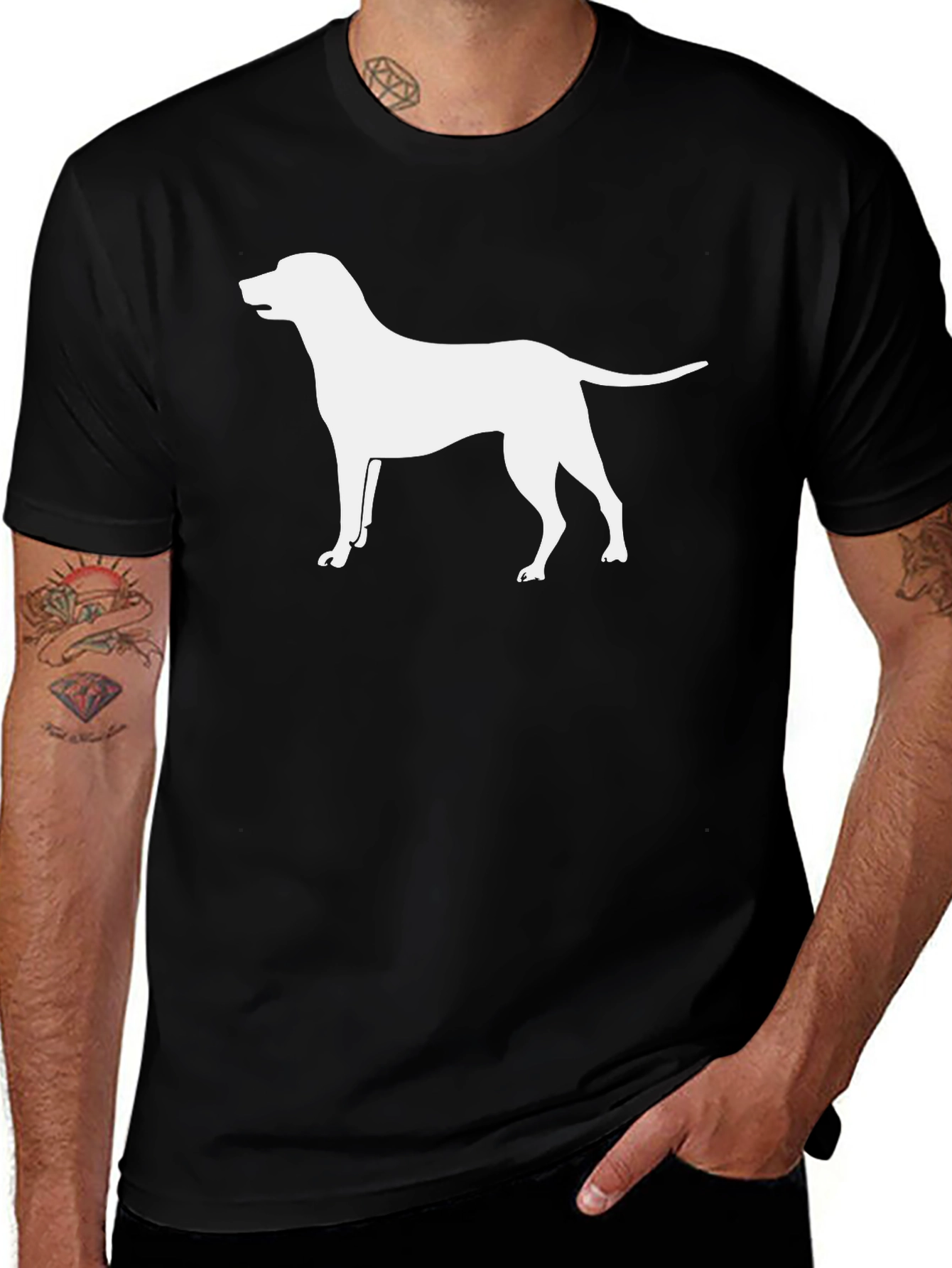 Variant 5 of Dog Silhouette Graphic T-Shirt - Unisex Black Tee