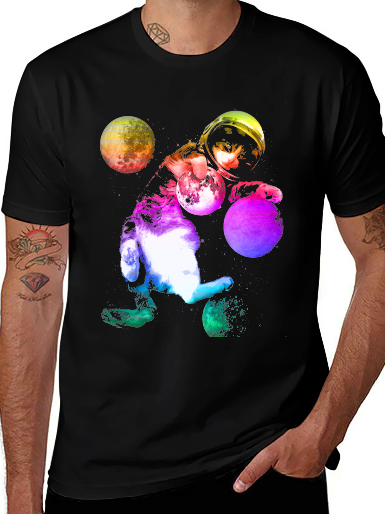 Variant 16 of Cosmic Cat Astronaut T-Shirt - Space Kitten Tee