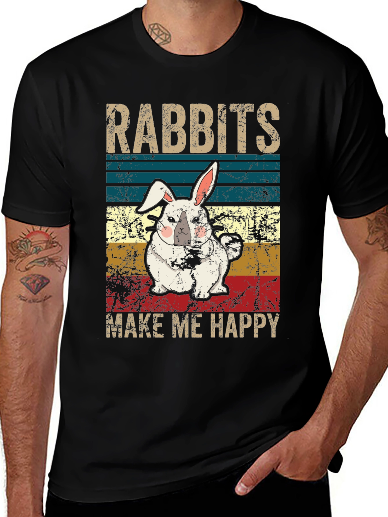 Variant 27 of Rabbits Make Me Happy T-Shirt, Cute Bunny Tee