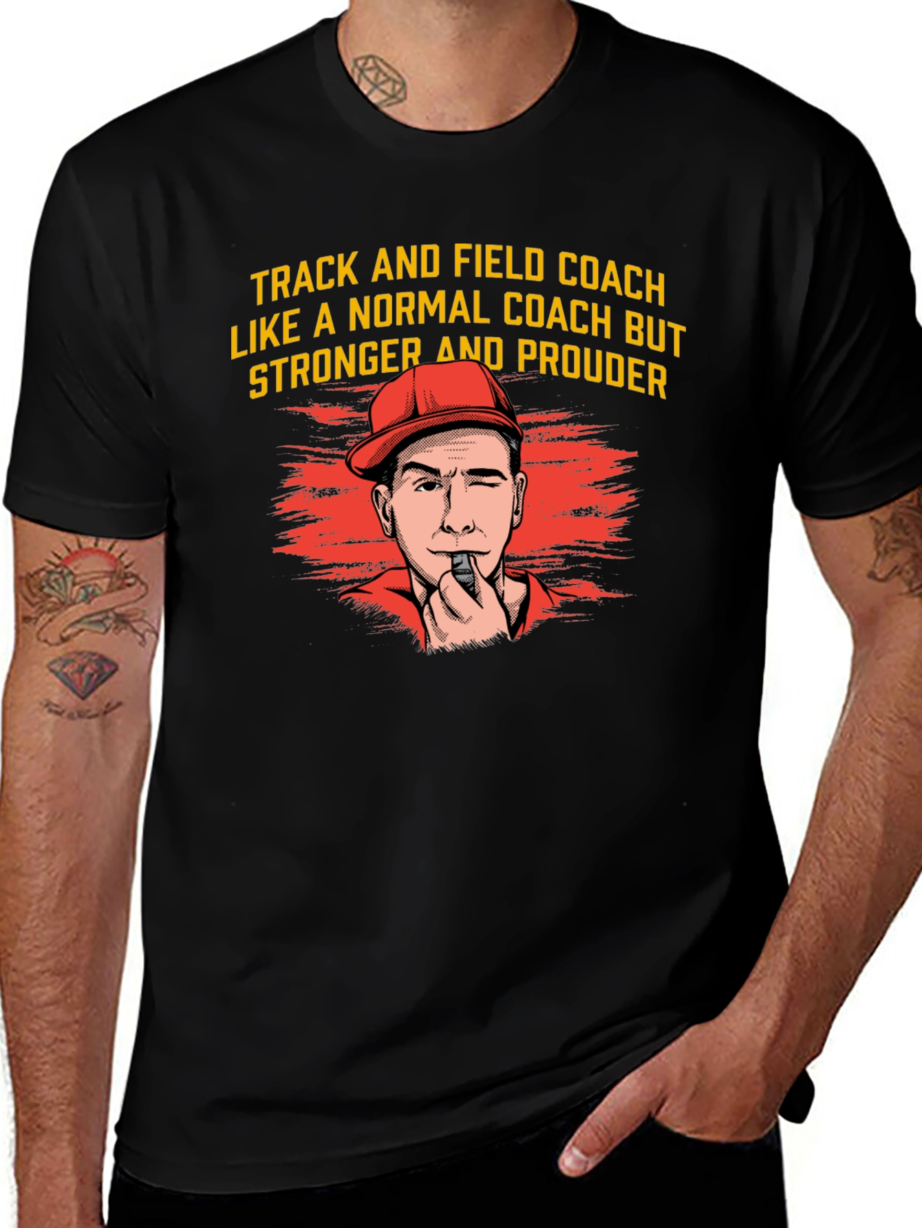 Black Track and Field Coach Graphic T-Shirt main image