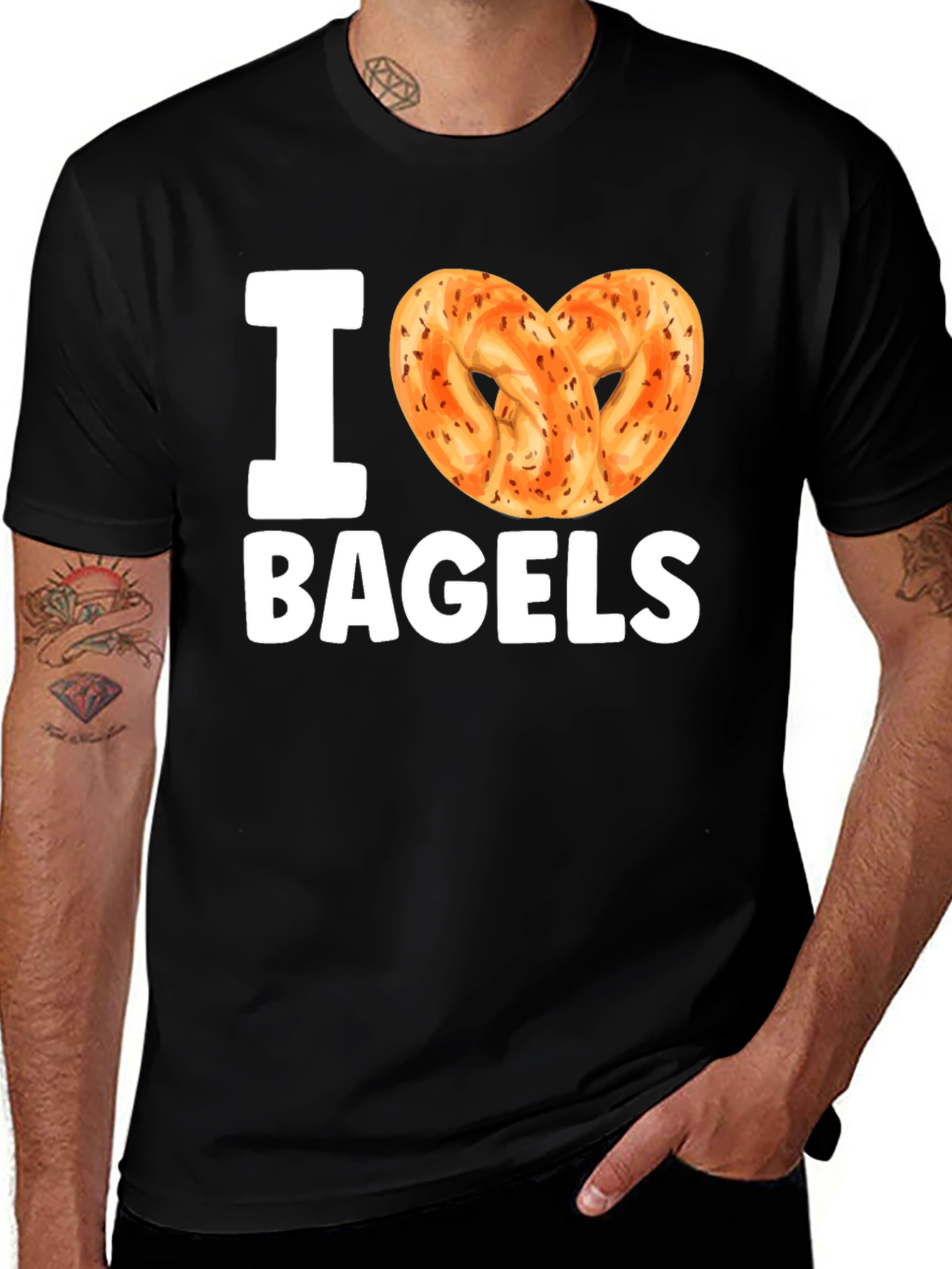 I Heart Bagels T-Shirt - Novelty Food Tee