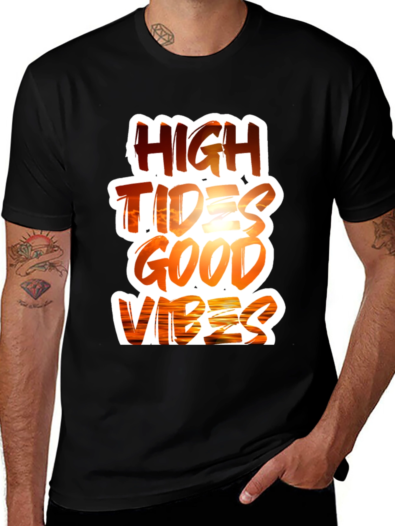 Black High Tides Good Vibes Graphic Tee main image