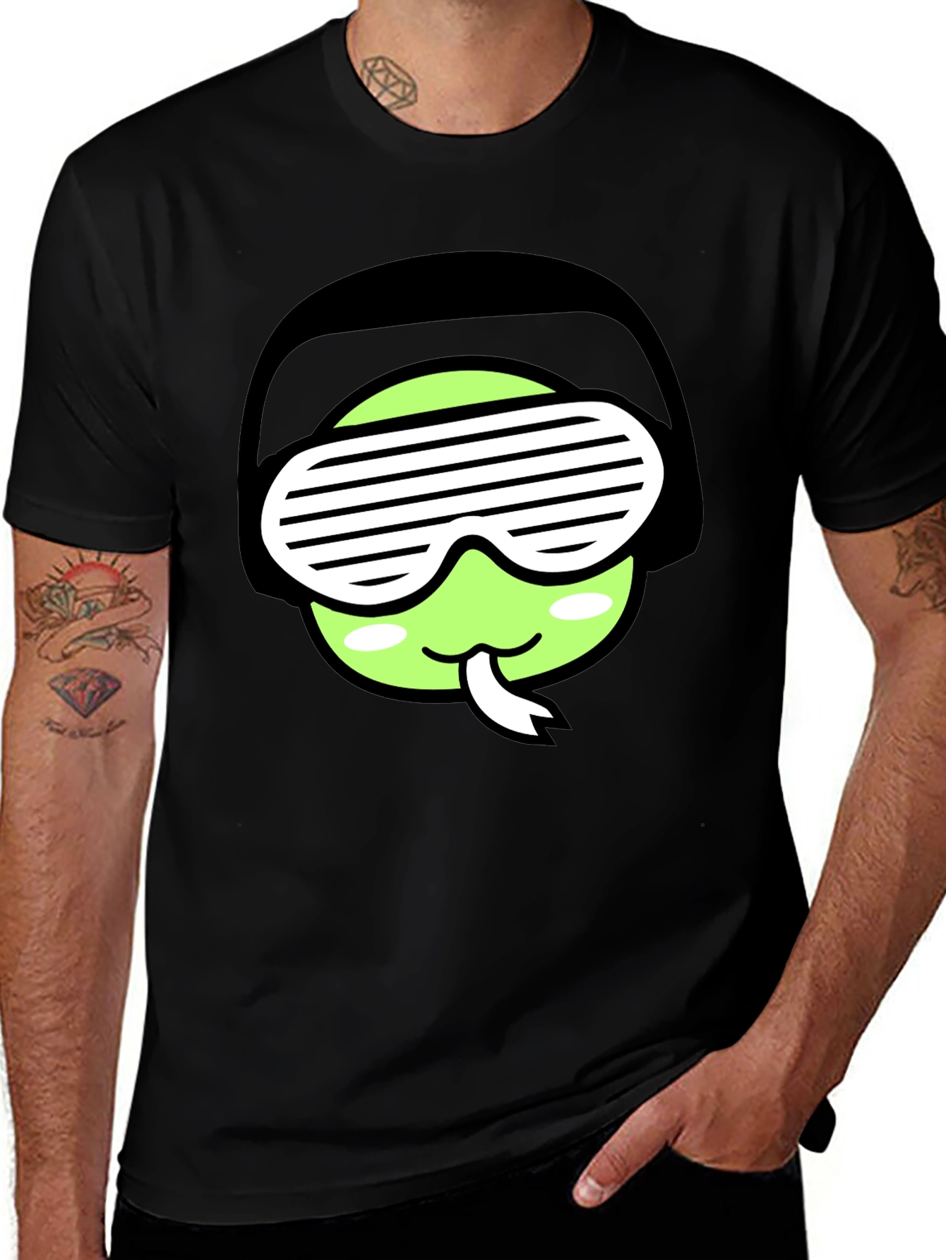 Variant 12 of Cool Snake Emoji Graphic Tee - Black T-Shirt