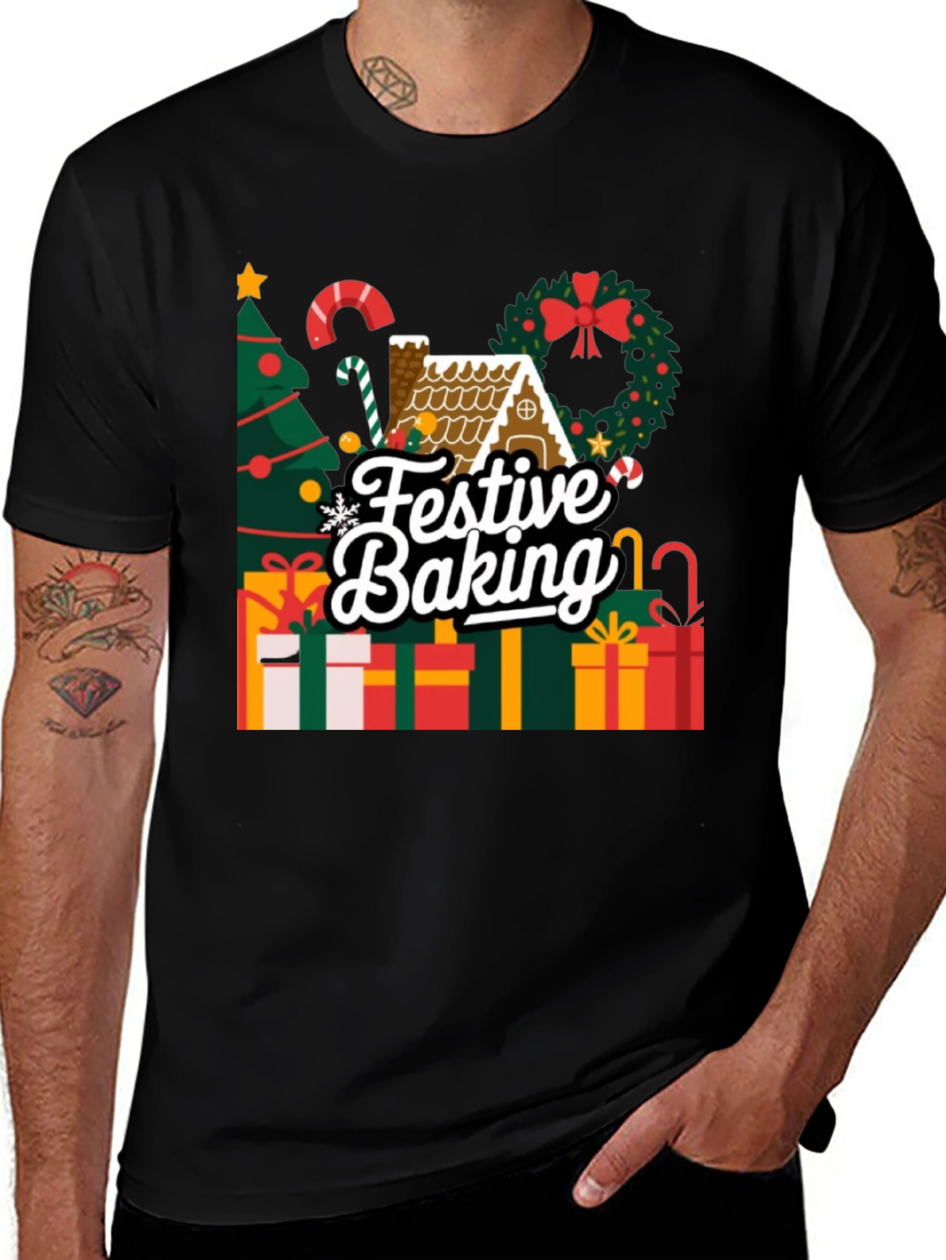 Festive Baking Christmas Holiday Graphic T-Shirt
