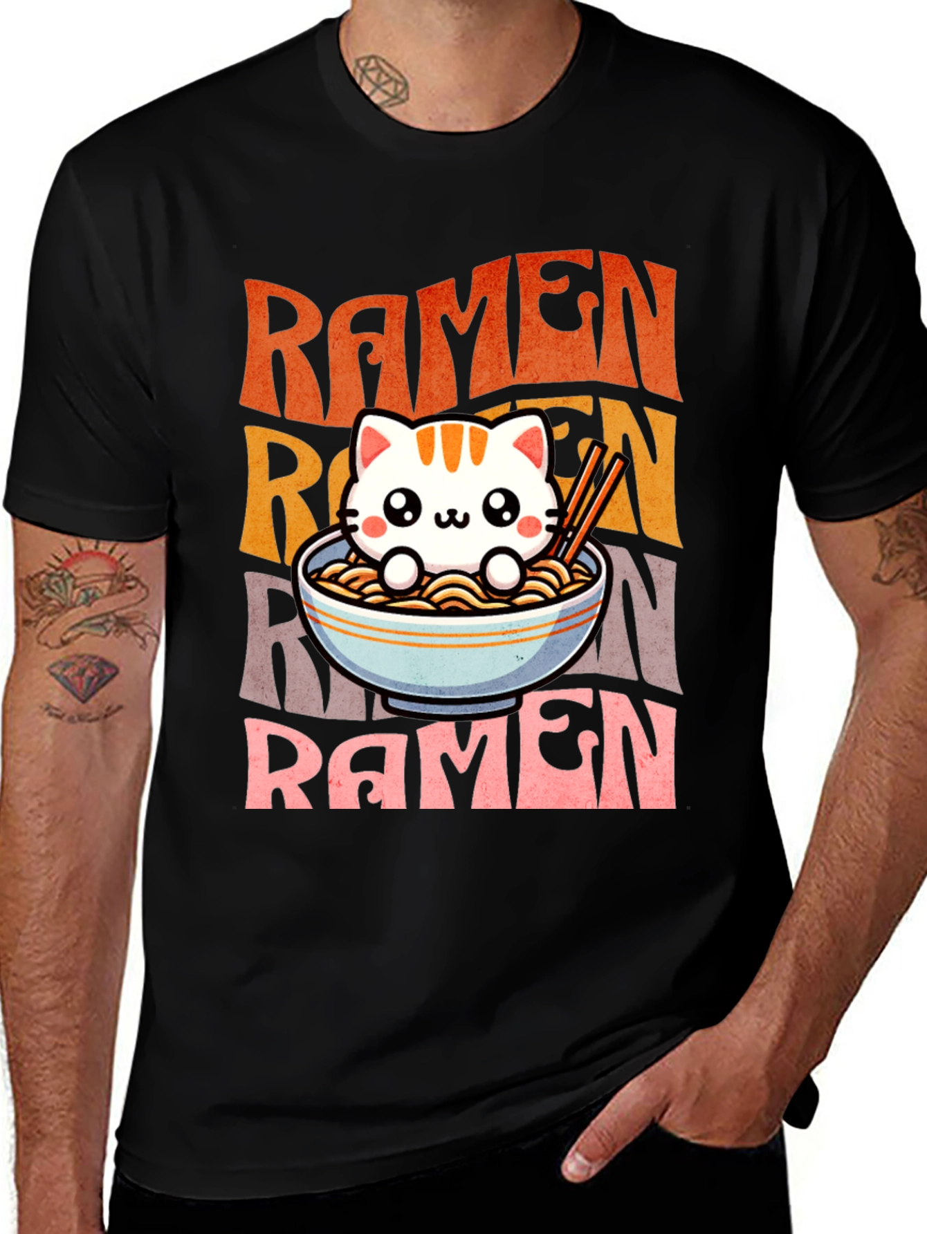Variant 25 of Cute Ramen Cat Graphic Tee - Unisex