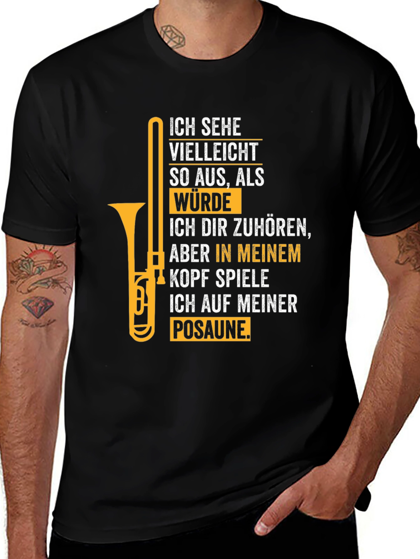 Variant 11 of Ich Sehe Posaune T-Shirt - Musician Novelty Tee
