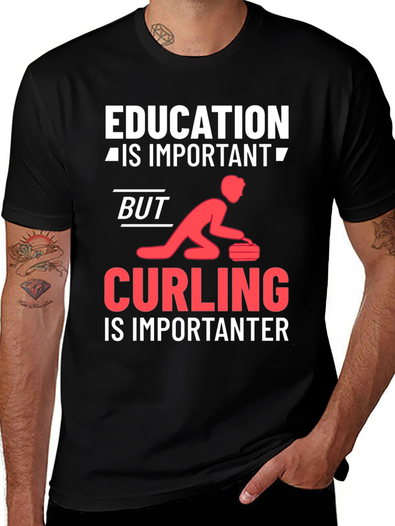 Black Education vs Curling T-Shirt main image