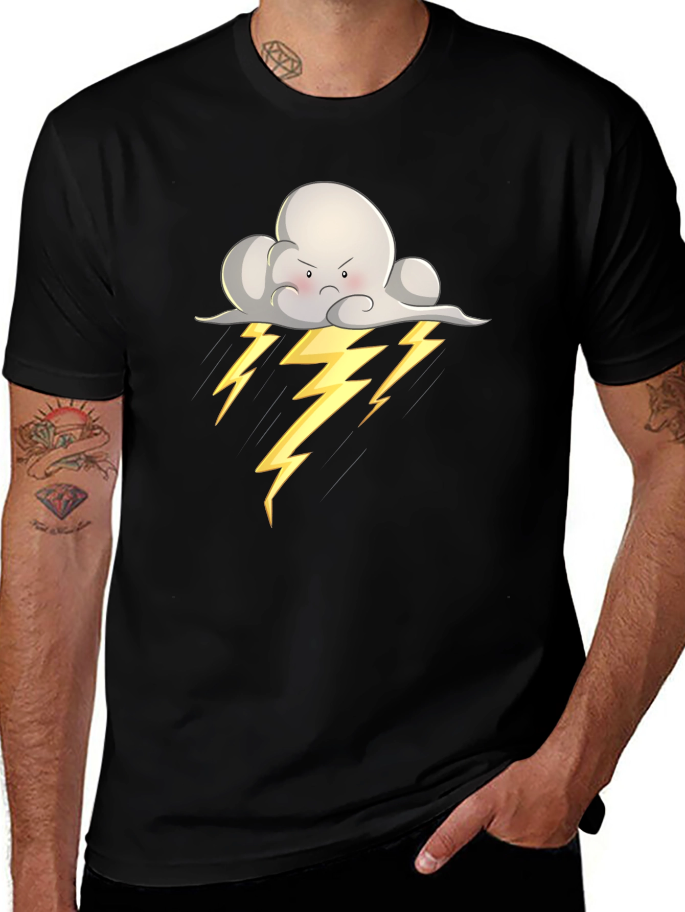 Variant 25 of Angry Cloud Lightning Bolt Graphic T-Shirt