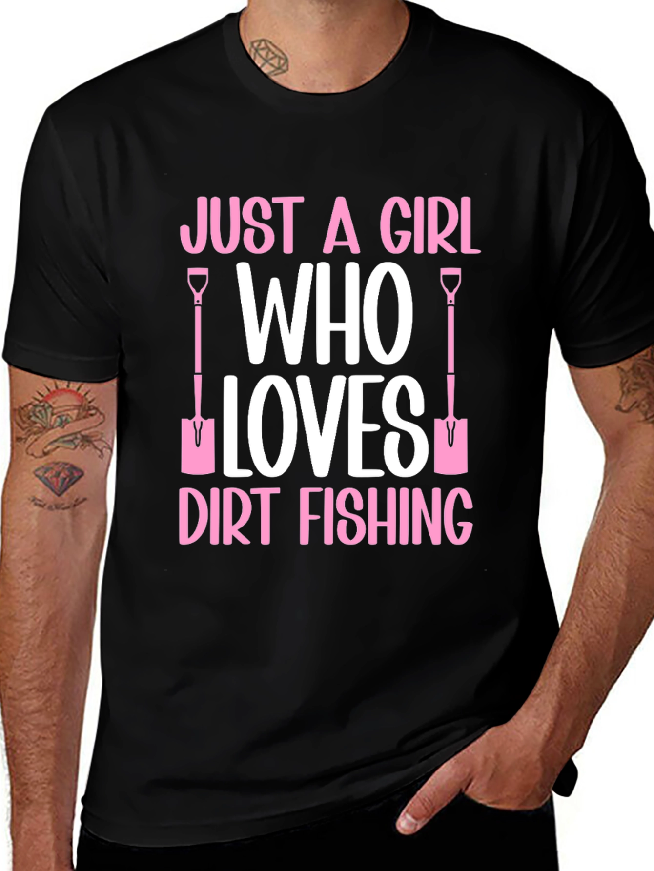 Just a Girl Who Loves Dirt Fishing Black T-Shirt