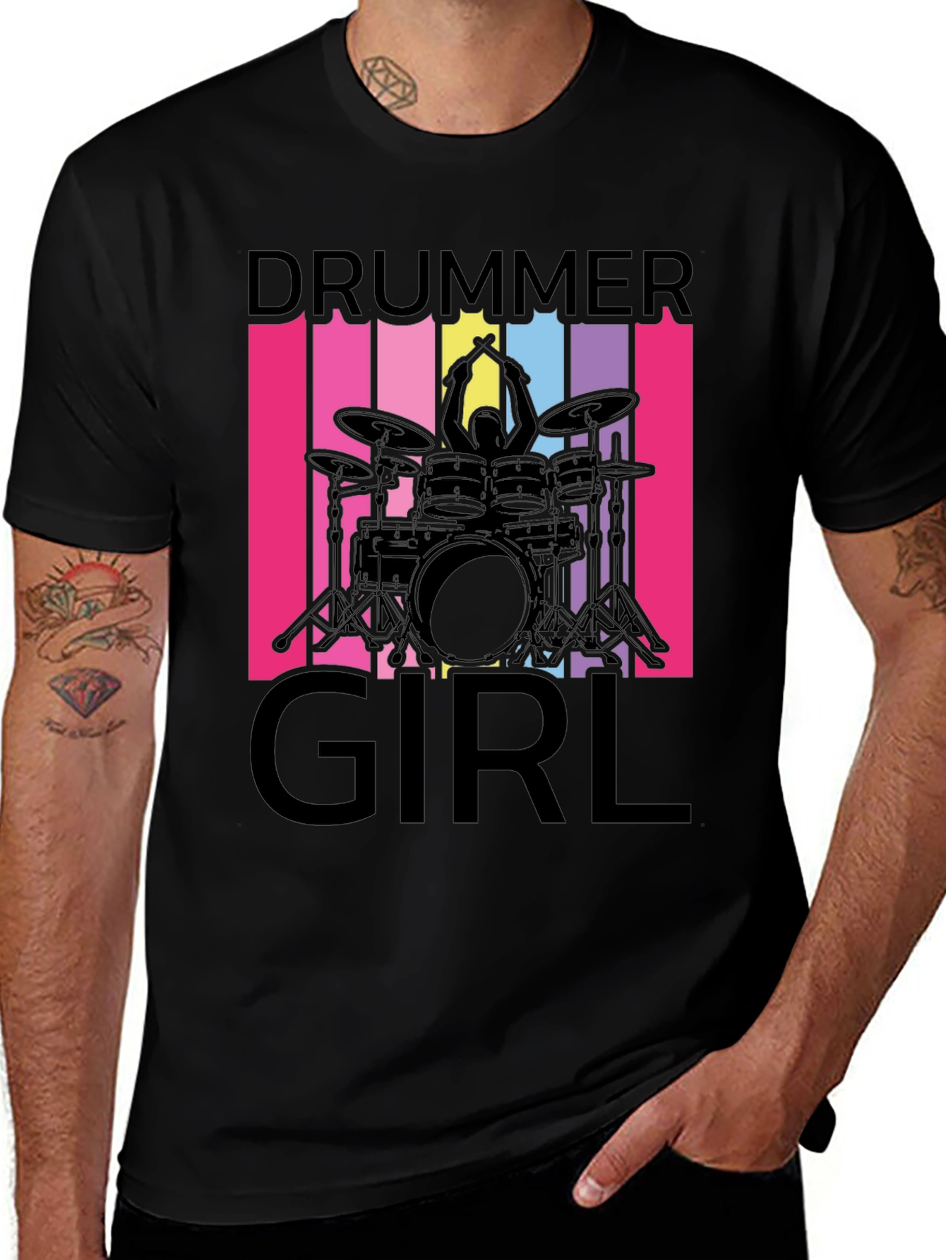 Variant 10 of Drummer Girl T-Shirt - Music Lover Tee