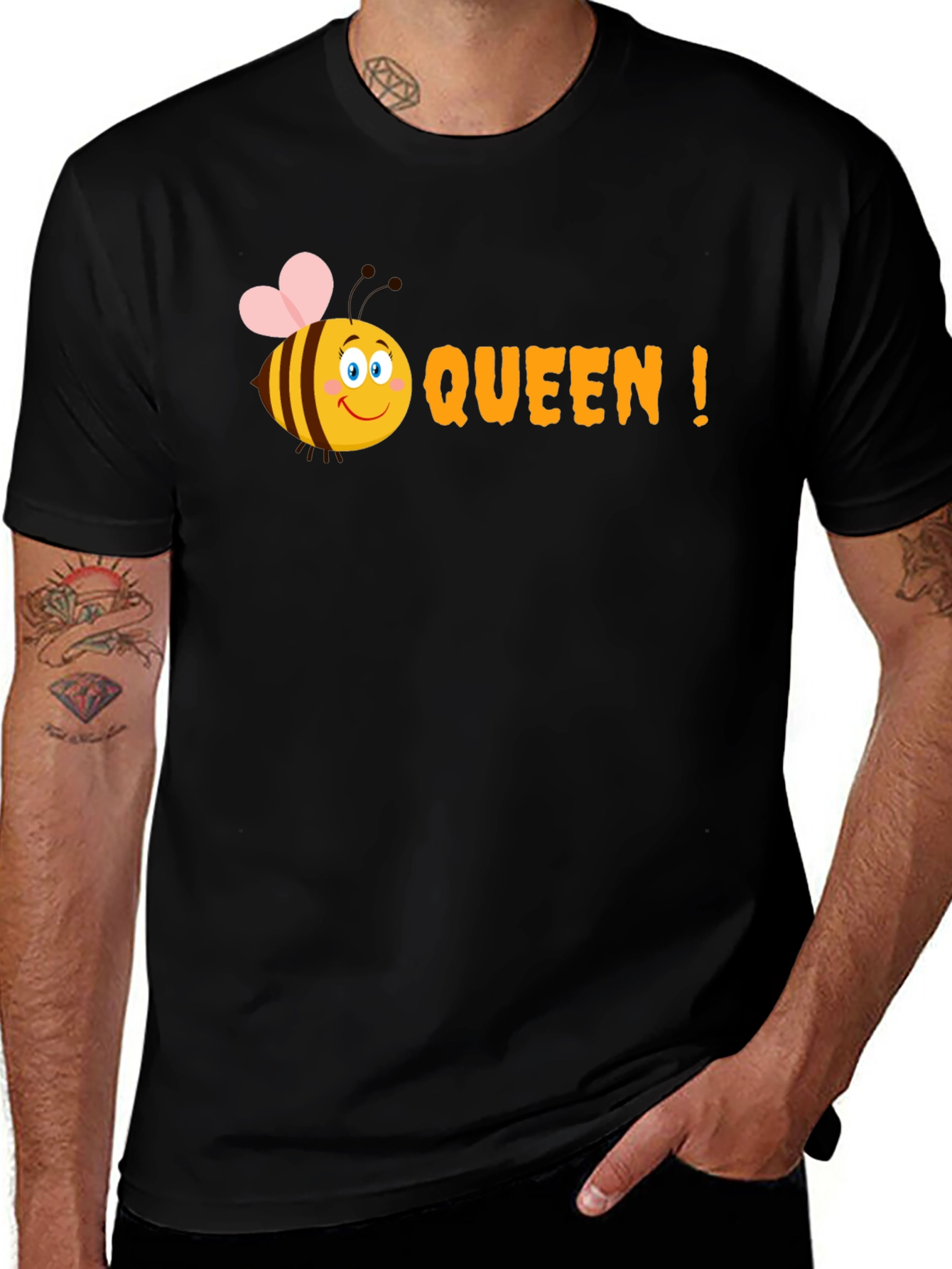 Black Queen Bee Graphic Tee - Black Cotton T-Shirt main image