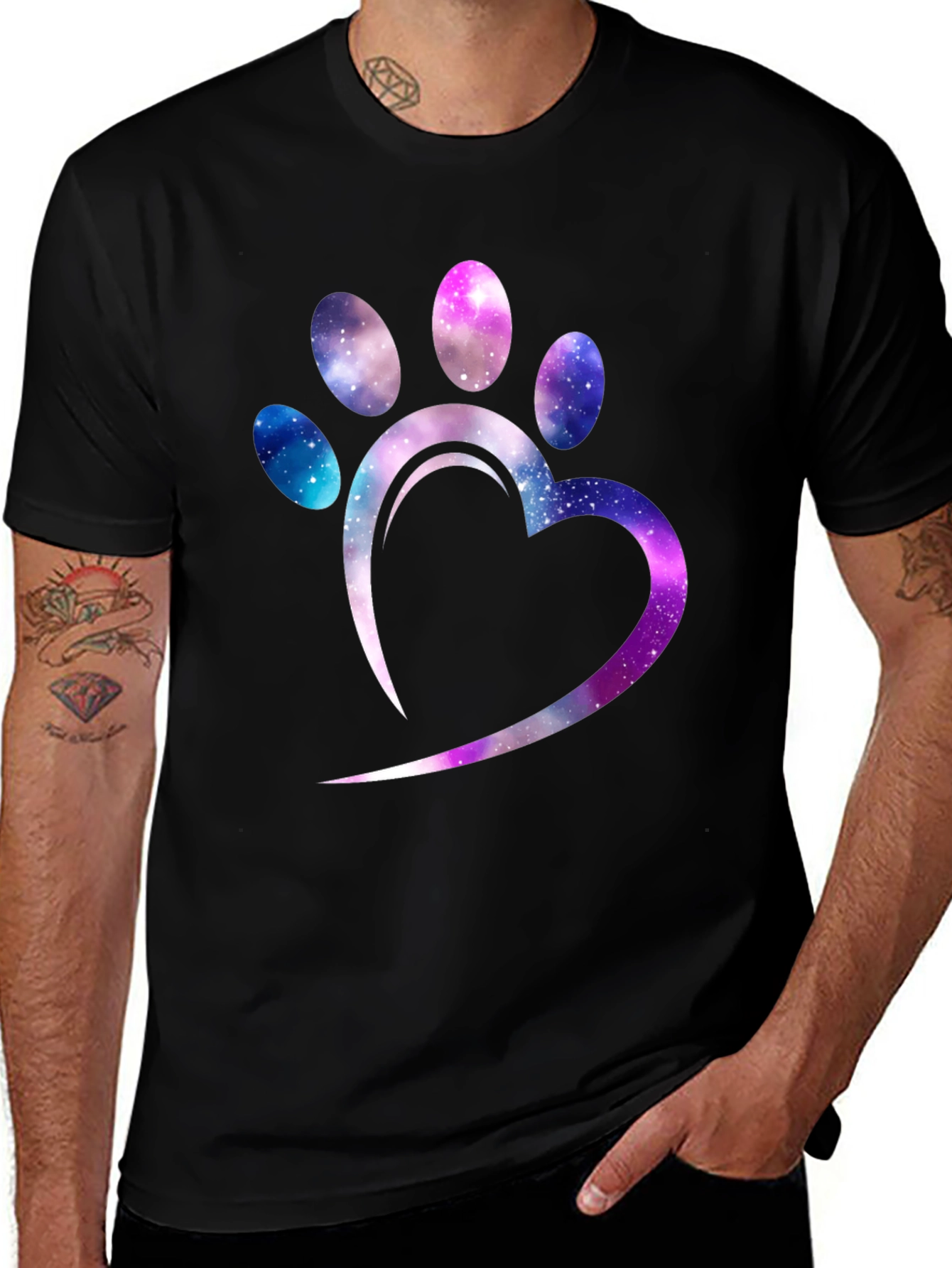 Variant 24 of Galaxy Paw Print Heart T-Shirt