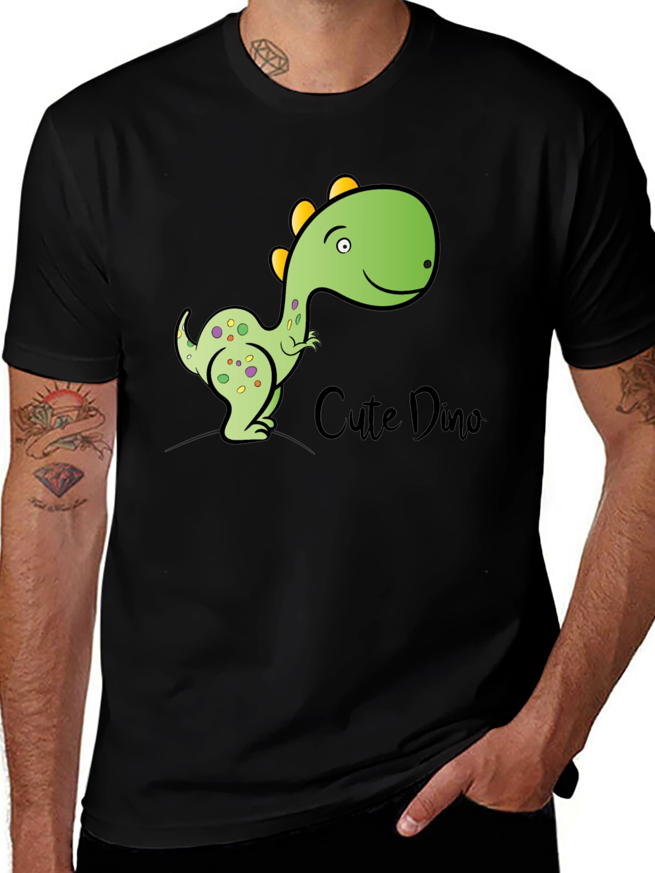 Variant 24 of Cute Dino T-Shirt - Black Cotton Blend