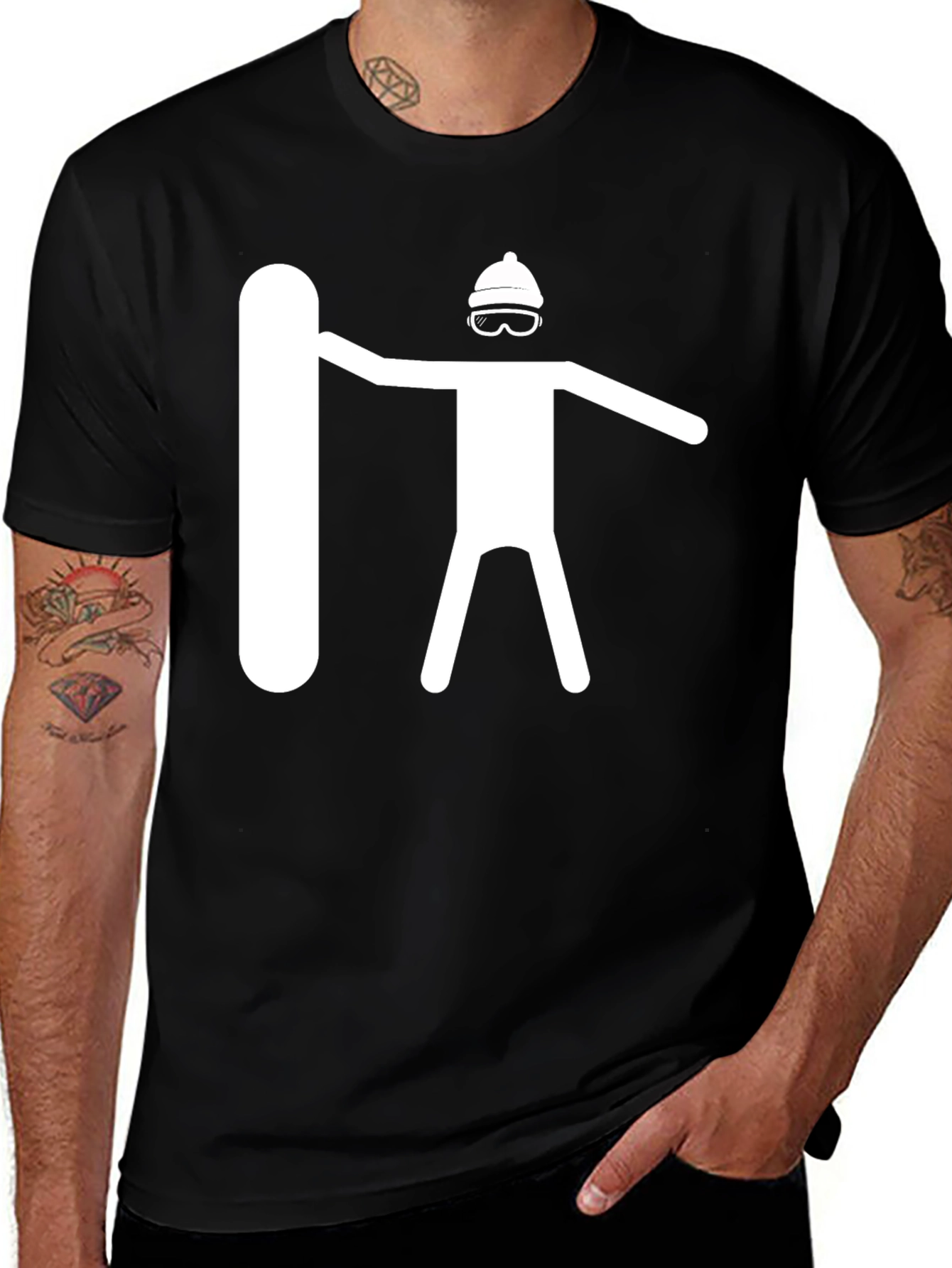 Variant 24 of Snowboarder Graphic Tee - Black Cotton T-Shirt