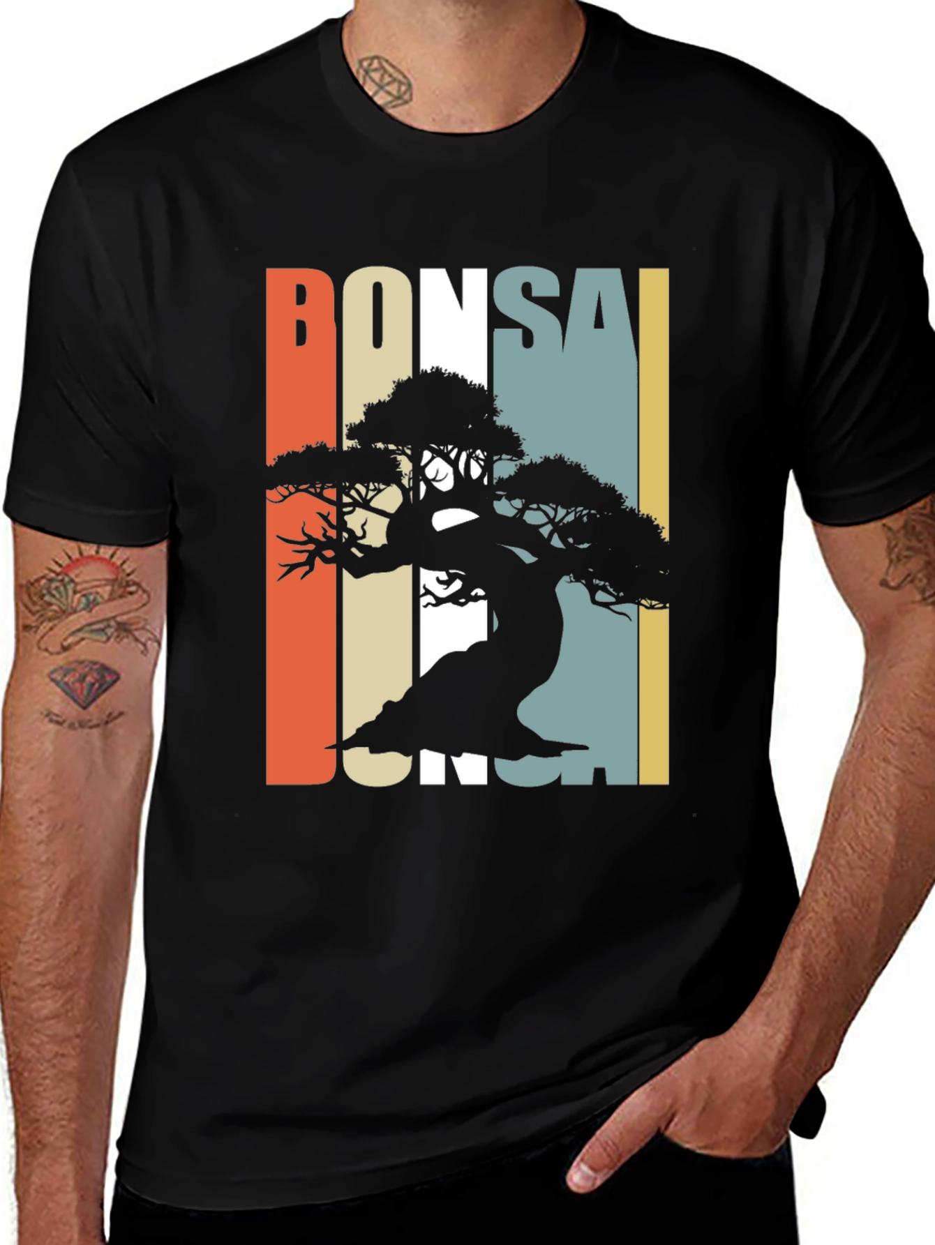 Variant 23 of Bonsai Silhouette Graphic Tee - Retro Style