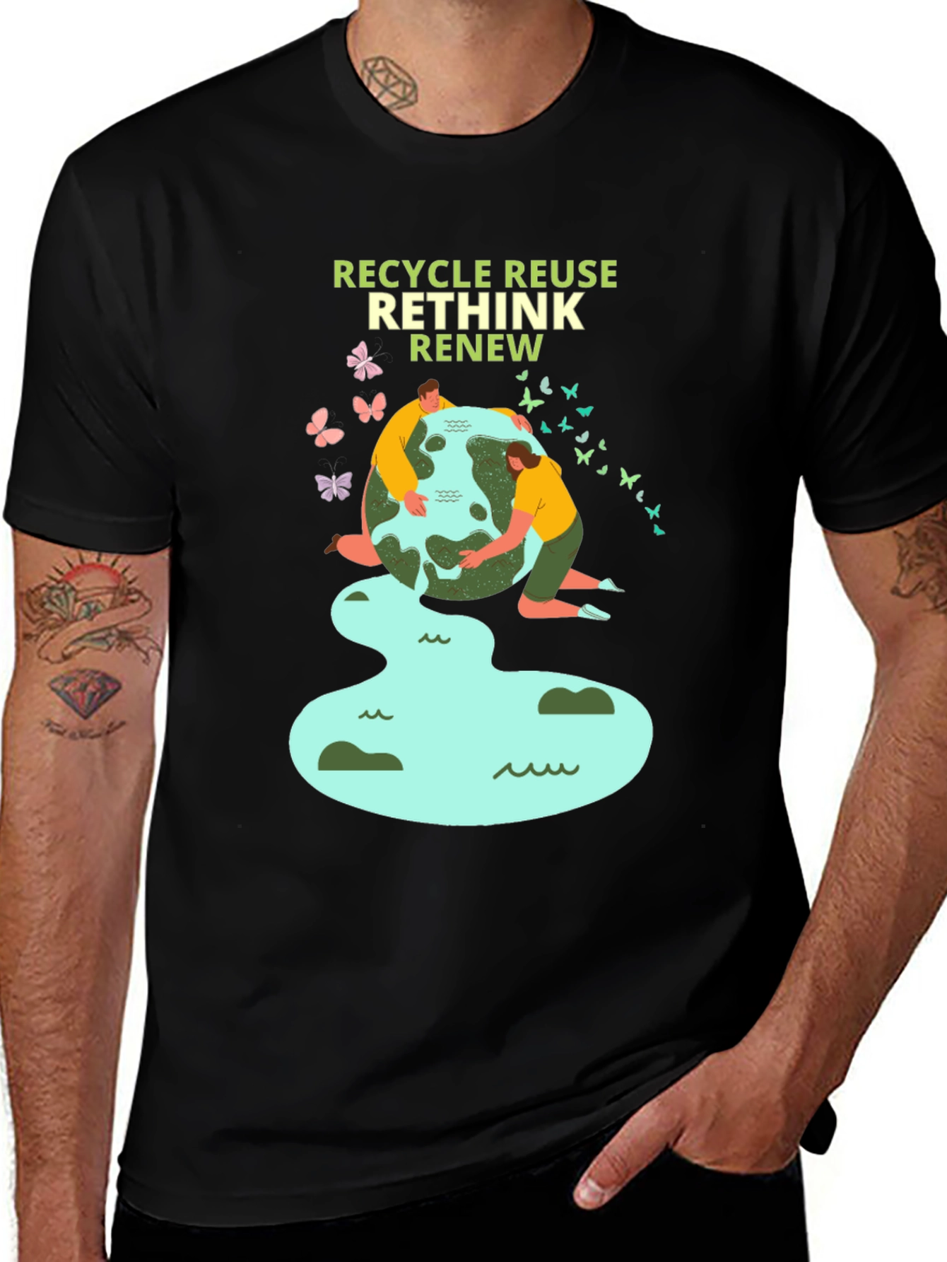 Variant 12 of Eco-Friendly Recycle, Reuse, Rethink, Renew T-Shirt