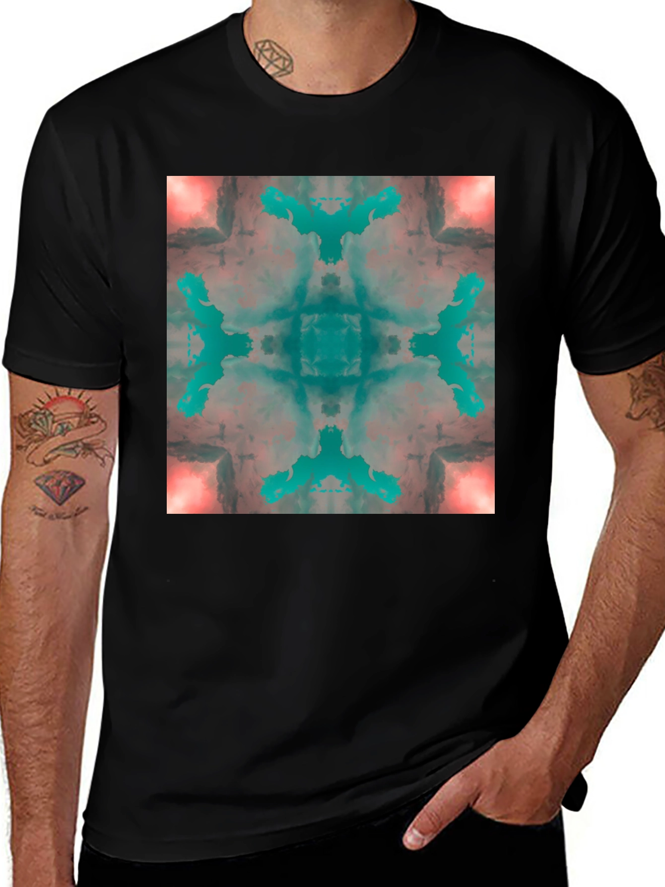 Variant 30 of Kaleidoscope Clouds Black T-Shirt