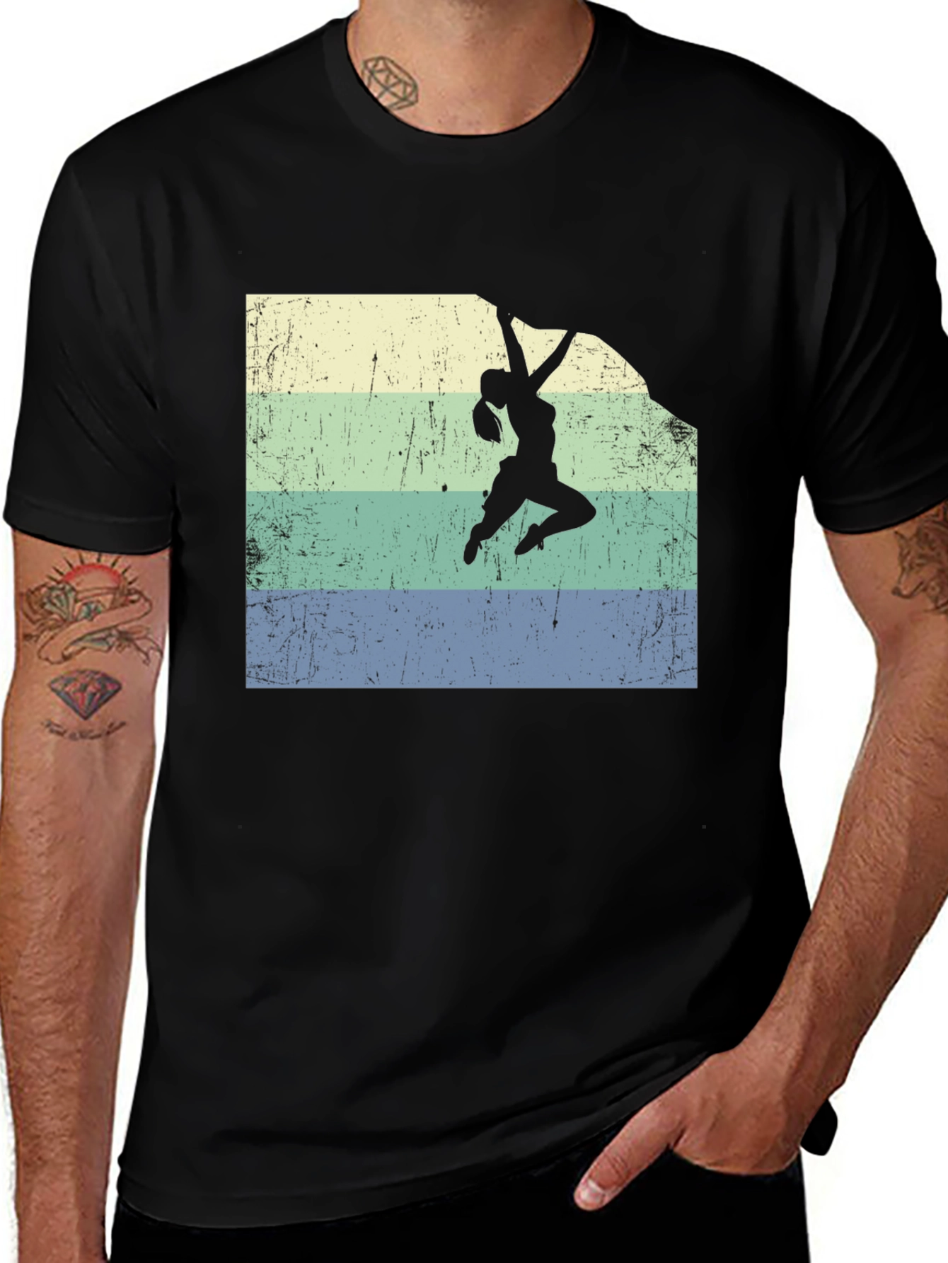 Variant 21 of Climbing Woman Graphic T-Shirt - Retro Style