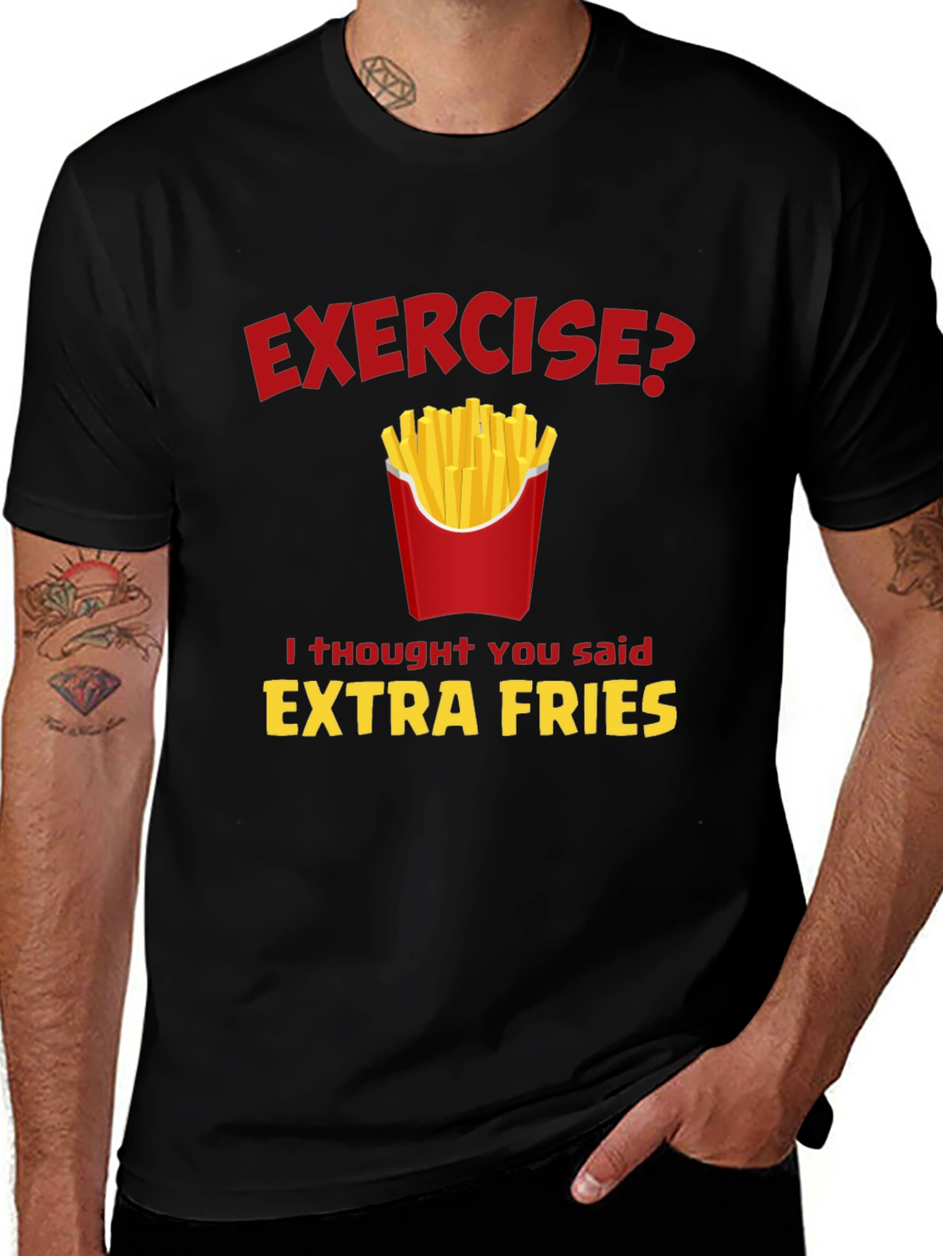 Variant 24 of Funny Extra Fries Graphic T-Shirt