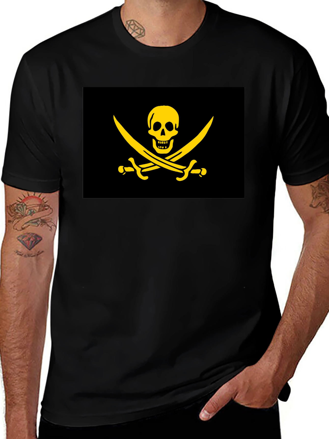 Variant 26 of Pirate Flag Graphic T-Shirt - Black