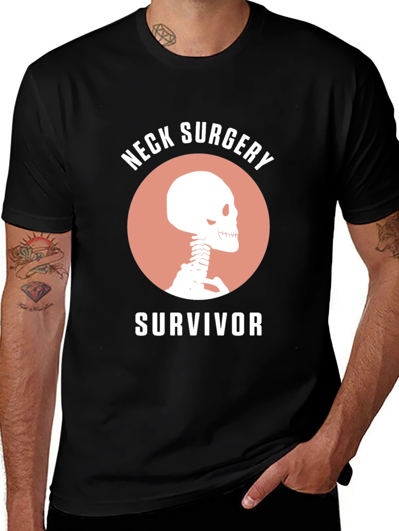 Neck Surgery Survivor T-Shirt - Black Graphic Tee