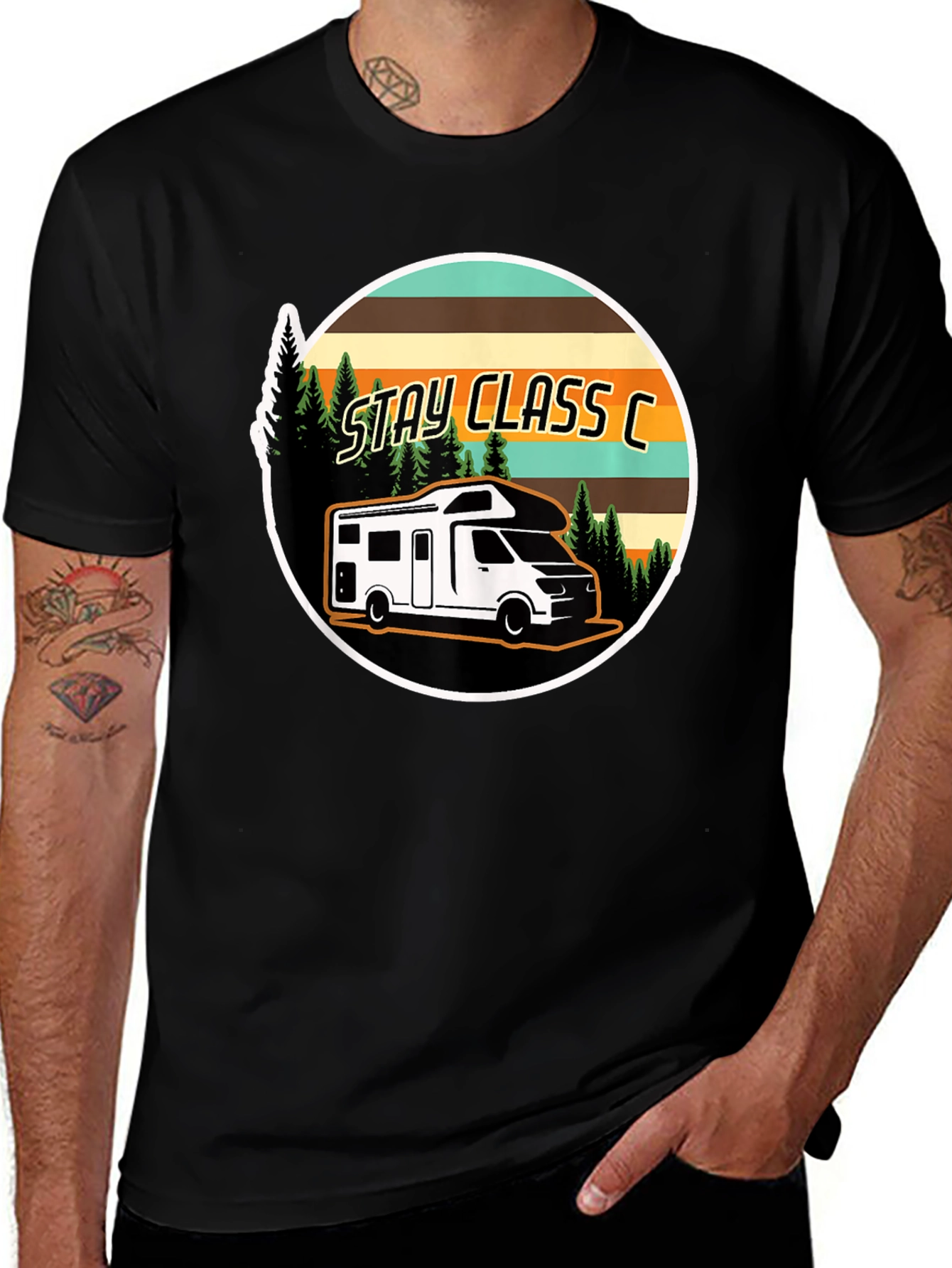 Stay Class C Black Tee - RV Camping Adventure