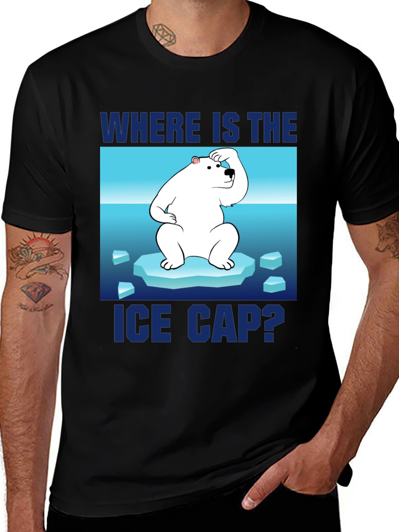Variant 15 of Polar Bear Ice Cap T-Shirt - Global Warming Awareness