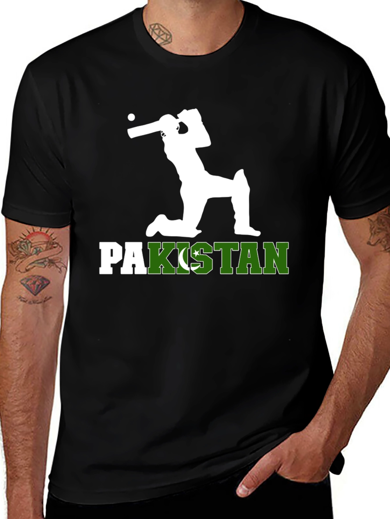 Pakistan Cricket T-Shirt - Batsman Silhouette