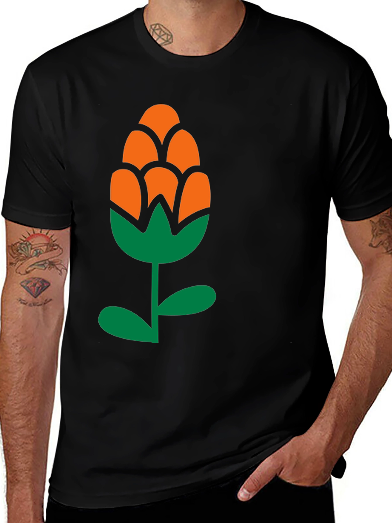 Variant 21 of Botanical Graphic Tee - Black Cotton T-Shirt