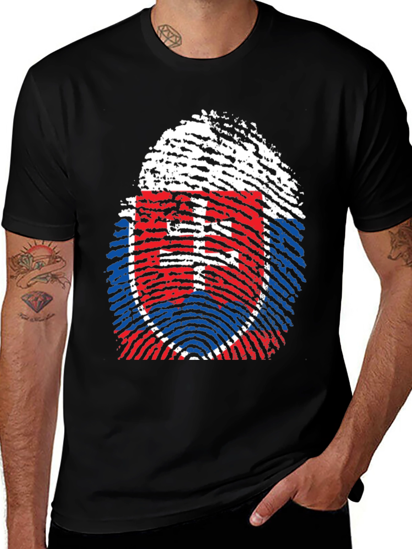 Variant 13 of Slovakia Flag Fingerprint T-Shirt