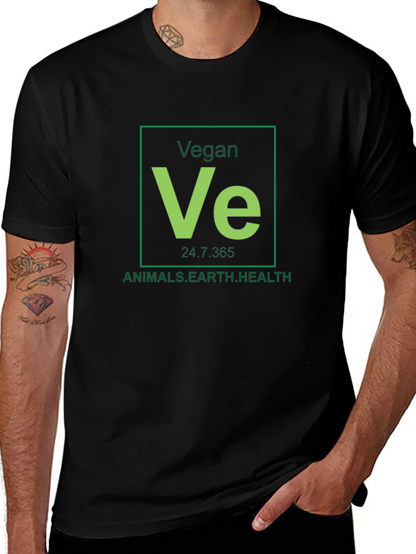 Black Vegan Periodic Table Black T-Shirt main image