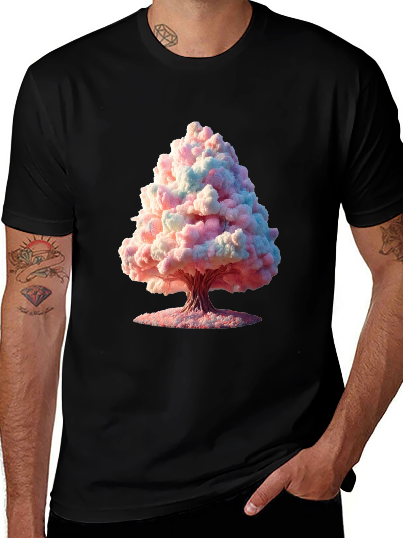 Variant 4 of Cotton Candy Tree Graphic Black Tee