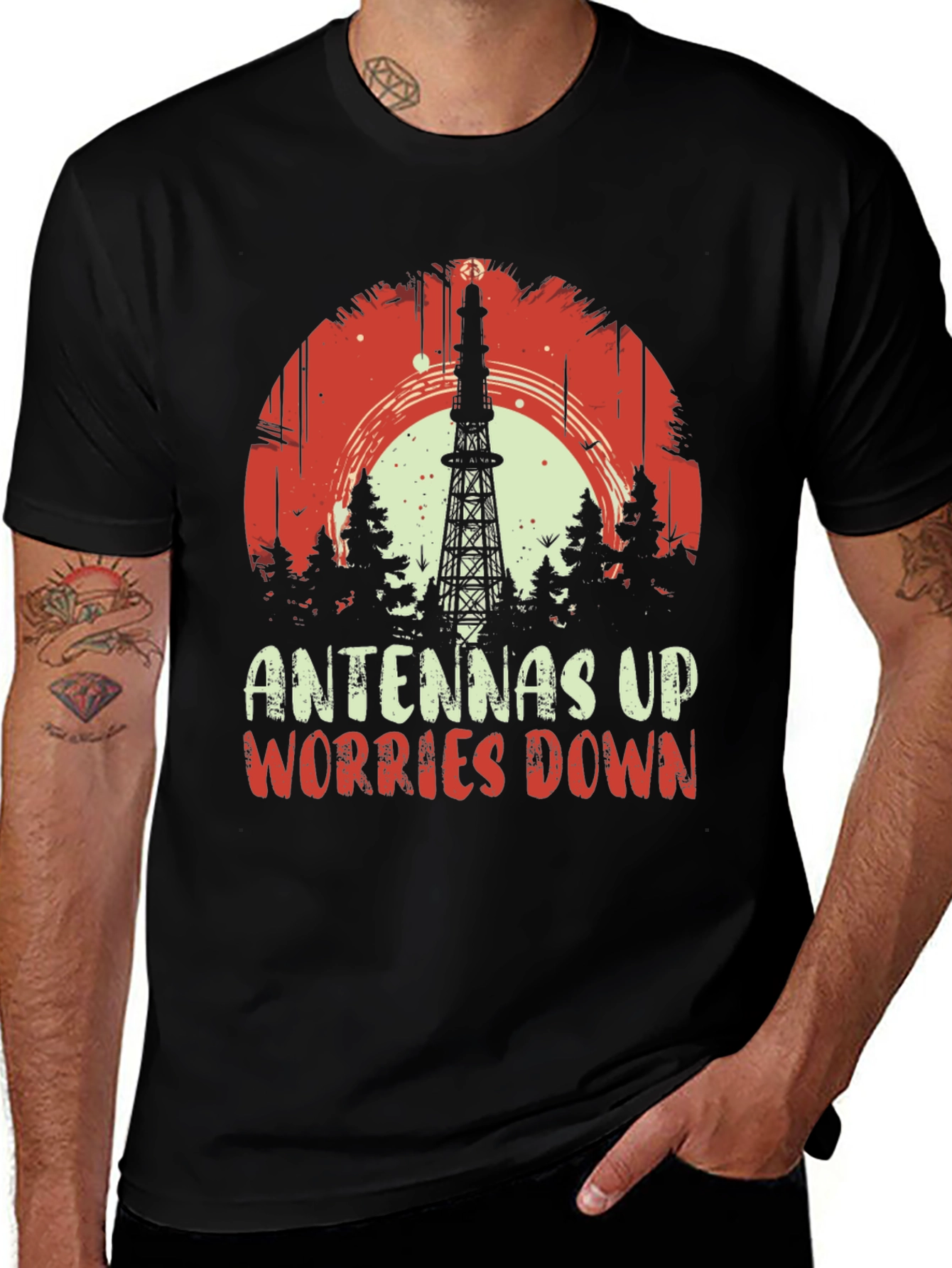 Variant 13 of Antennas Up Worries Down Graphic Tee