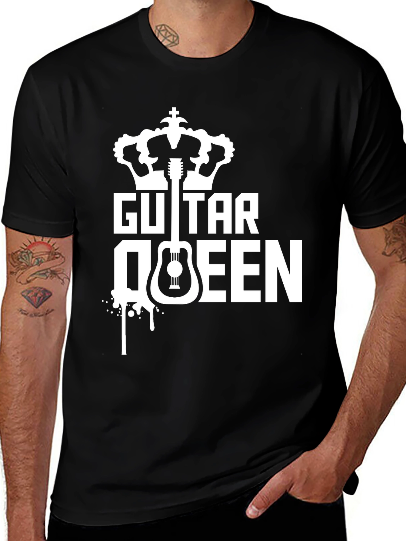 Variant 8 of Guitar Queen Crown Black T-Shirt