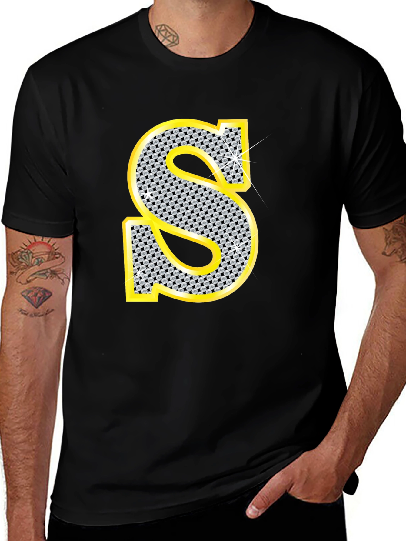 Black Diamond Letter S Black T-Shirt main image