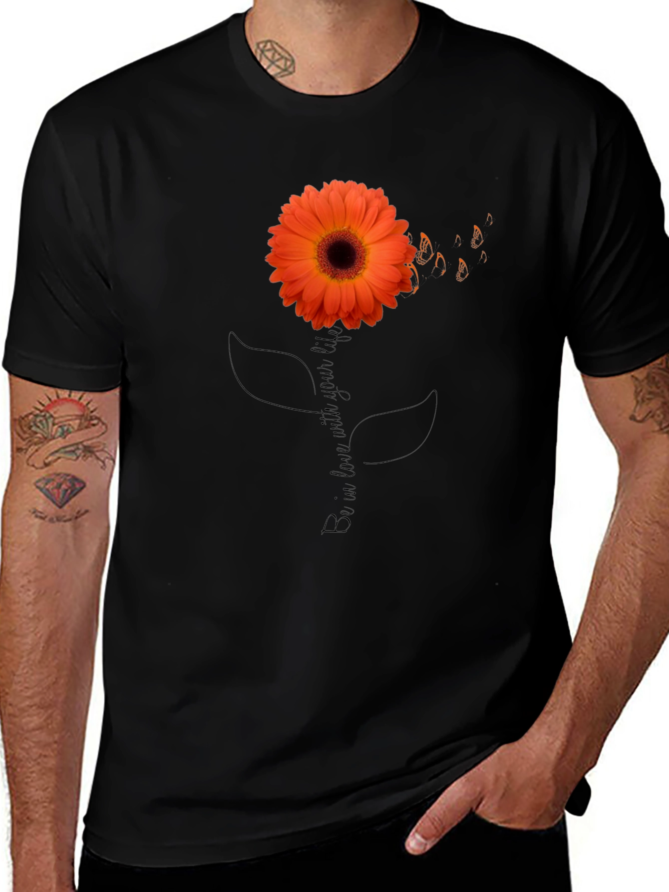 Variant 17 of Sunflower Graphic Tee - Black Cotton T-Shirt