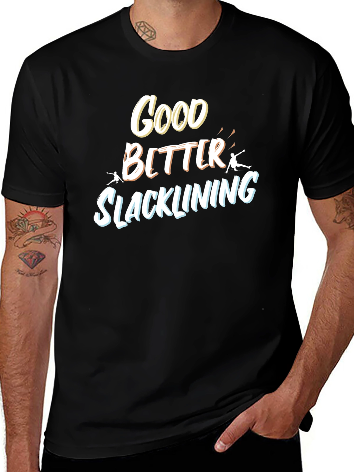 Variant 28 of Good Better Slacklining T-Shirt - Black