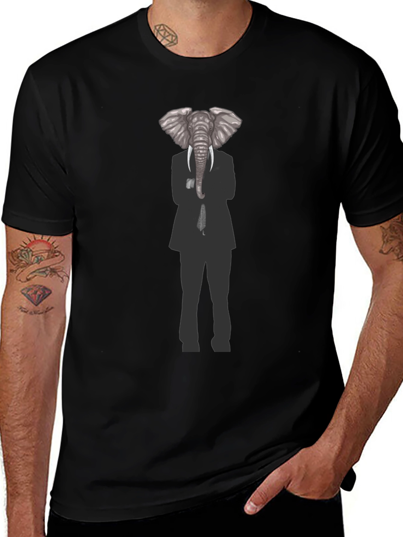 Variant 21 of Elephant Head Man T-Shirt - Funny Animal Tee