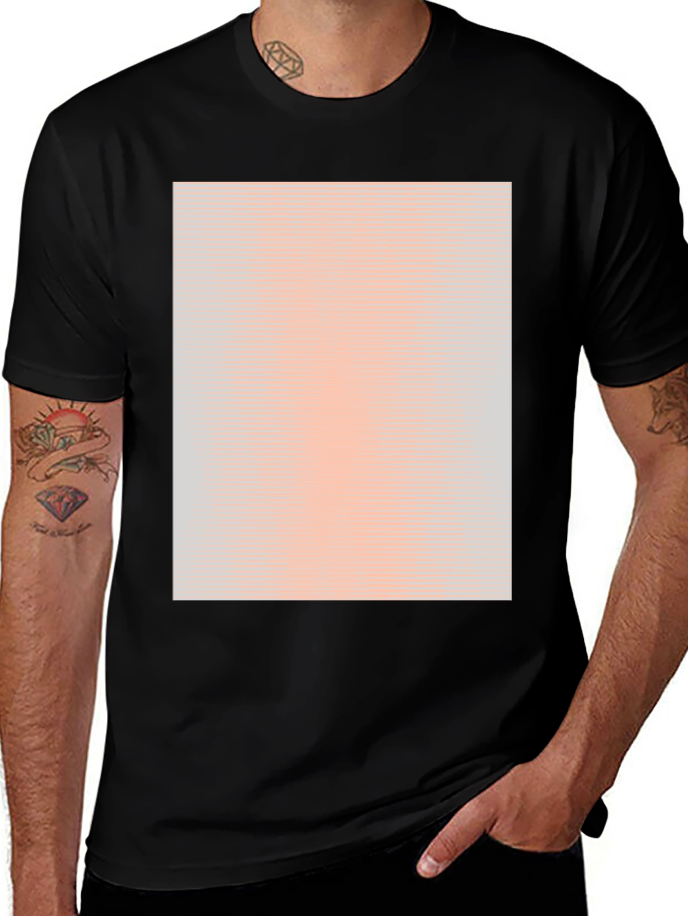 Variant 21 of Men's Black Crew Neck T-Shirt with Graphic Print