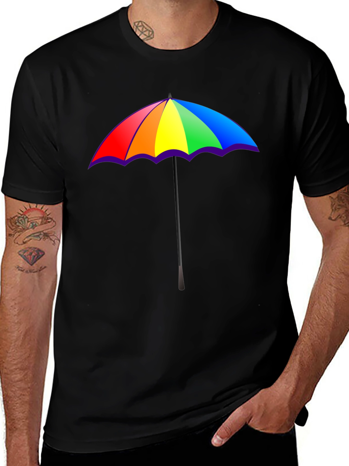 Variant 18 of Rainbow Umbrella Graphic T-Shirt - Pride Fashion Tee