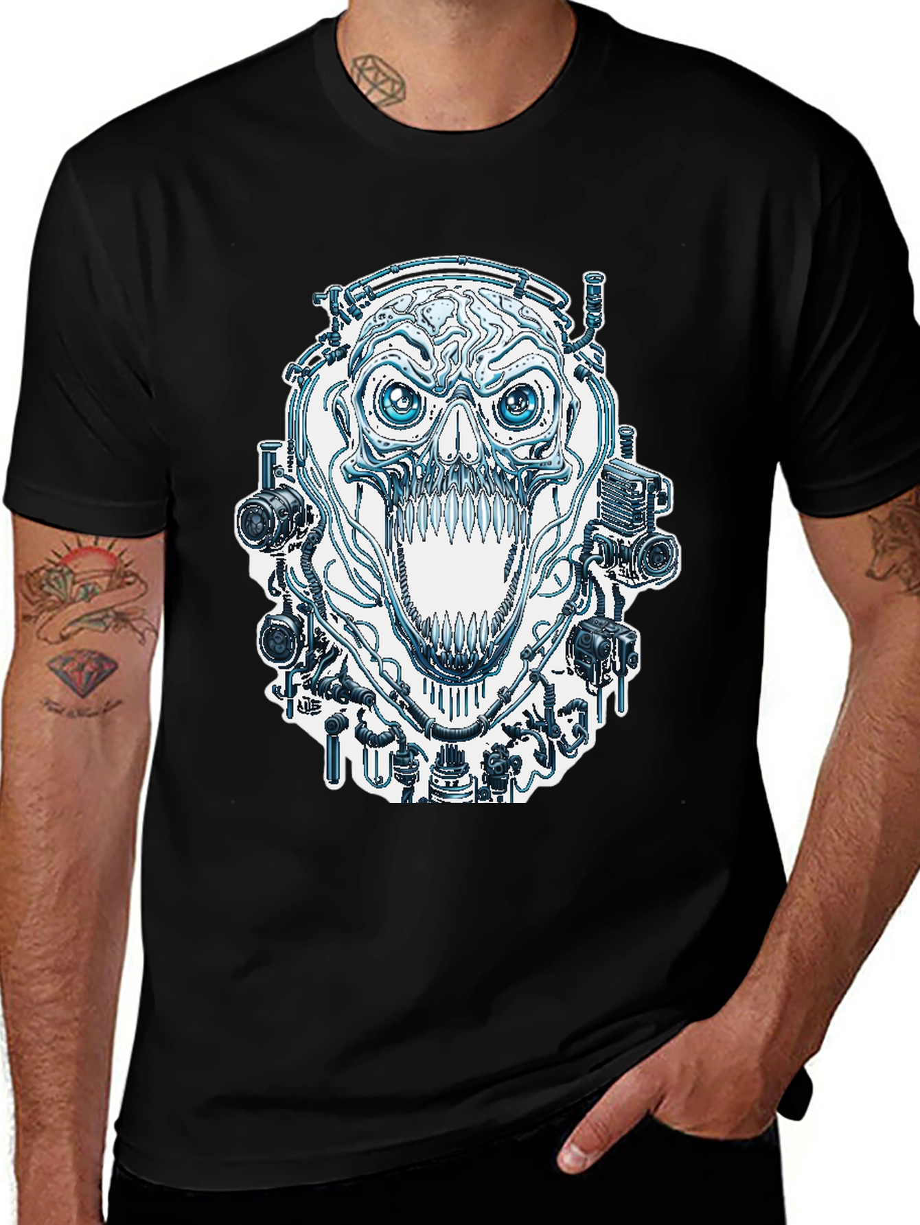 Black Steampunk Skull T-Shirt - Edgy Graphic Tee main image
