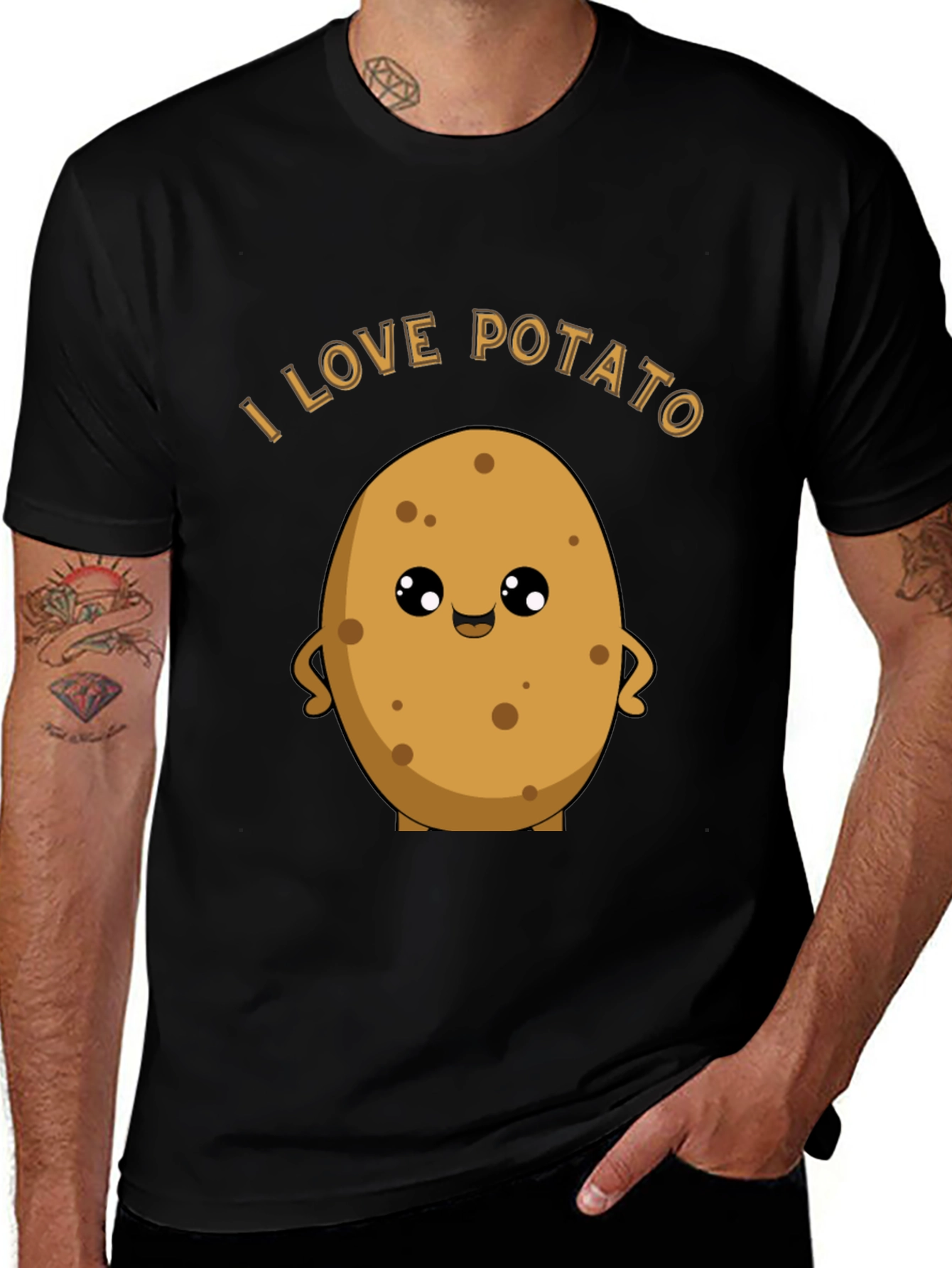 Variant 24 of I Love Potato Graphic T-Shirt - Unisex Black Tee