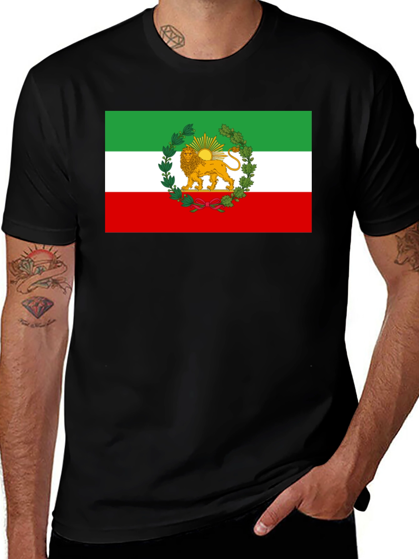 Iran Flag Lion & Sun Graphic T-Shirt