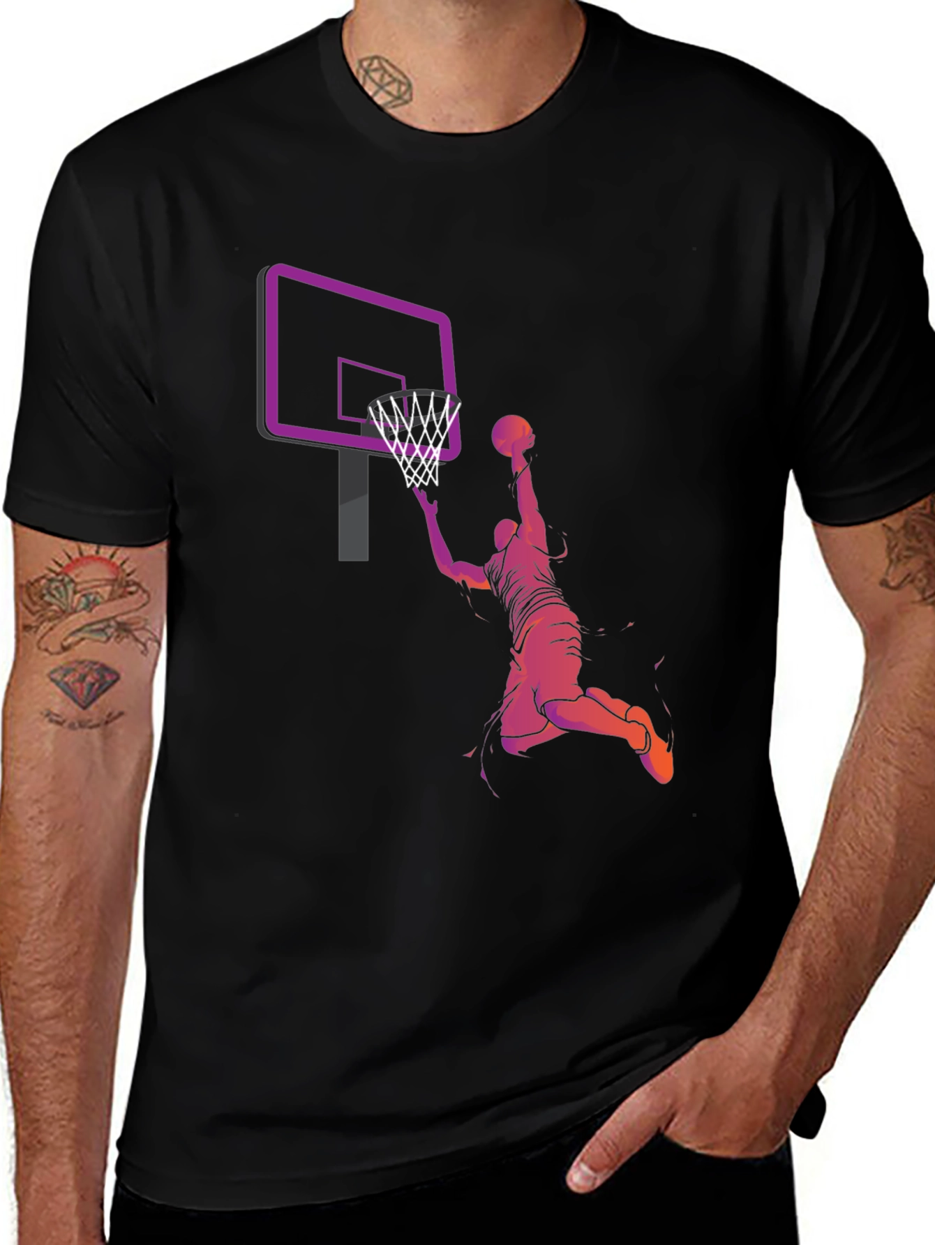 Black Basketball Dunk Graphic T-Shirt main image